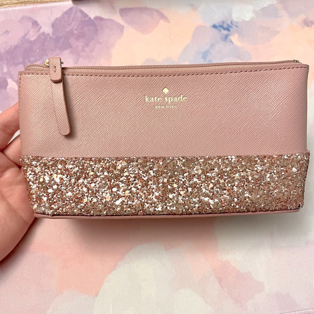 Kate Spade Blush and Glitter Makeup Bag